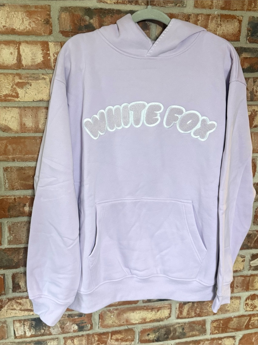 White Fox Boutique Pastel Lavender Hoodie with White Logo